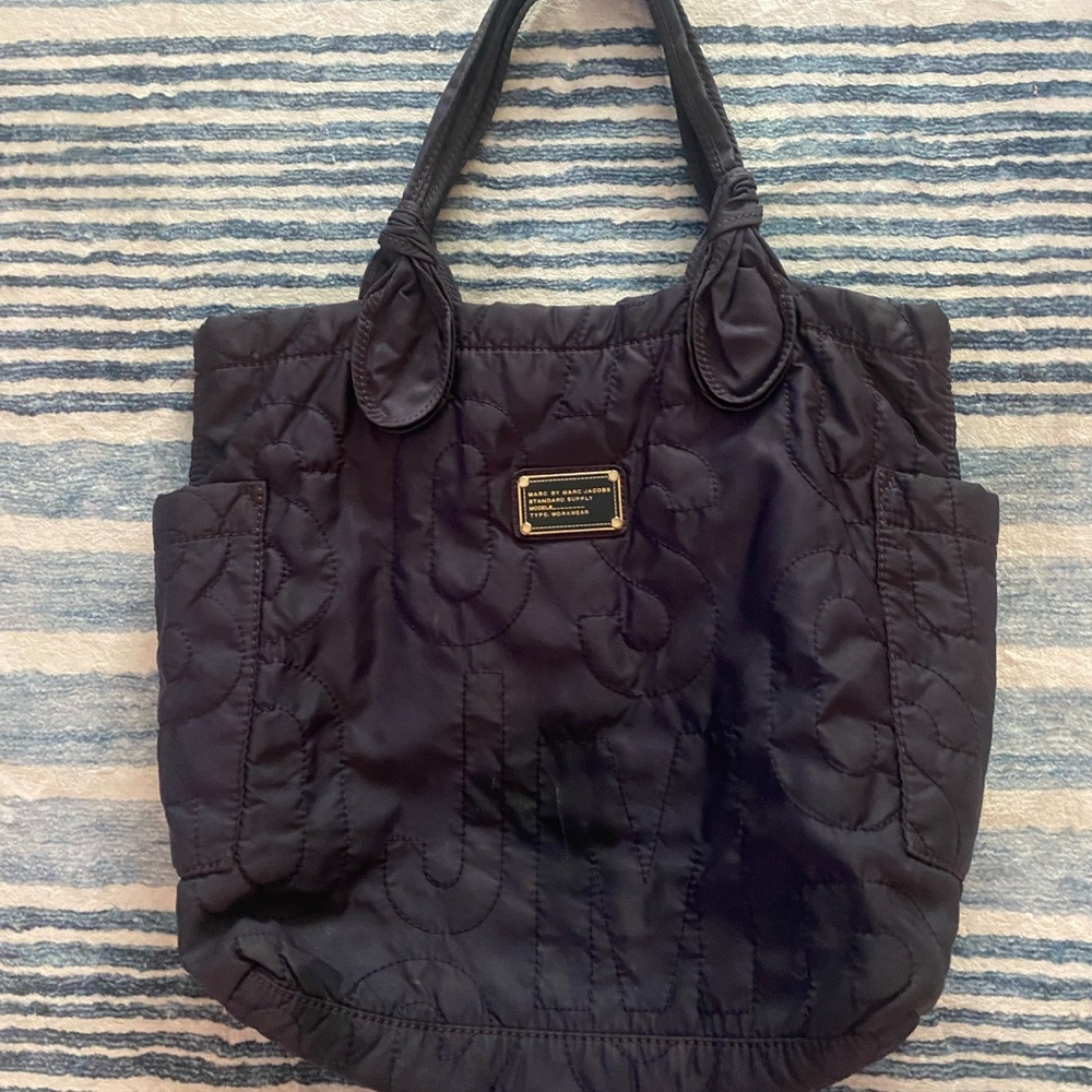 Elegant Black/ Blue  Quilted Tote Bag Marc Jacob’s 15 x 15